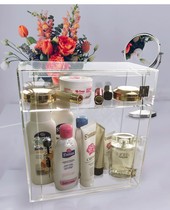 Transparent acrylic skin products perfume lipstick red collection box dust cabinet with locked makeup small box