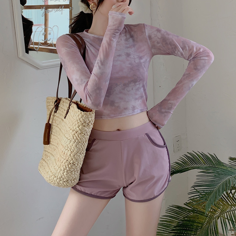 Swimsuit women Summer 2022 new South Korean in hooded sweatshirt with slim and conservative long sleeve sunscreen swimsuit