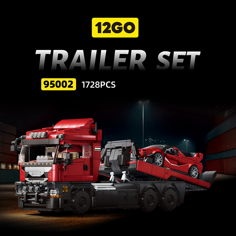 95002 Scania Tractor Truck Red Ferrari Sports Car Educational Assembly Chinese Building Block Toy Boy Gift