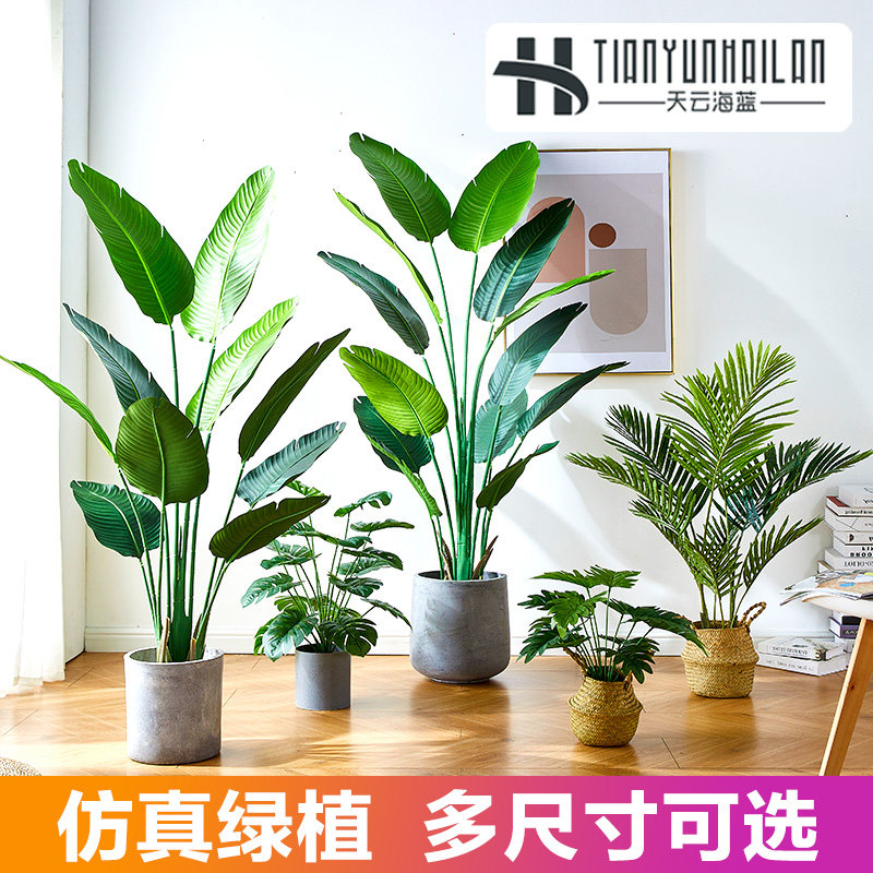 Large simulation plant Scattered Tail Anemone Interiors Banana Interior Decoration Fake Potted Plant Green Planting Ground Tree Pendulum-in-Room Building