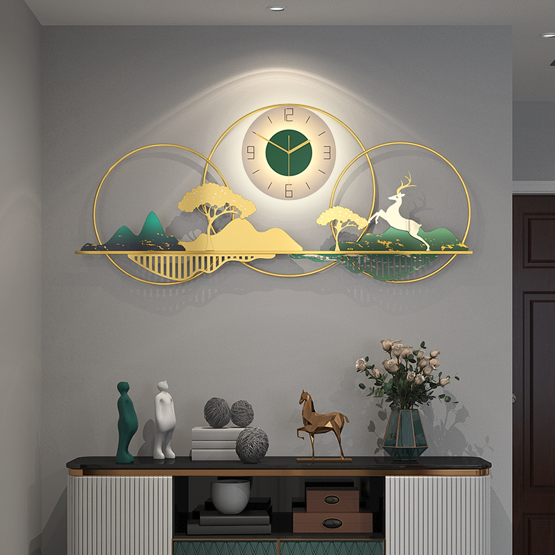 New Chinese Creativity and watches Living room Dining Room Dining Room Clock Light Extravagant hanging bell hanging wall Clocks Accessories Art Atmosphere Hanging watch Net Red Clock