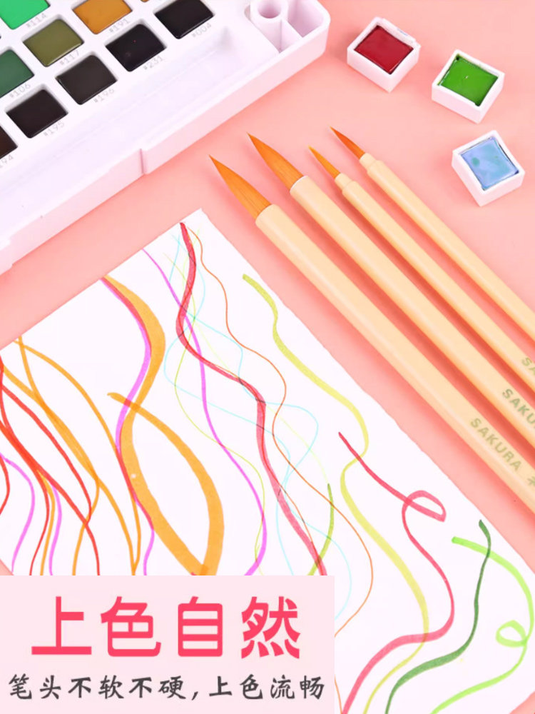 Japanese Cherry Blossom Watercolor Brush Set, Detail Liner Brush, Round Head Professional Brush, Gouache Brush Set, Art Student Special Brush, Painting Brush, Paint for Students, Chinese Painting Outlining and Detailing Brush