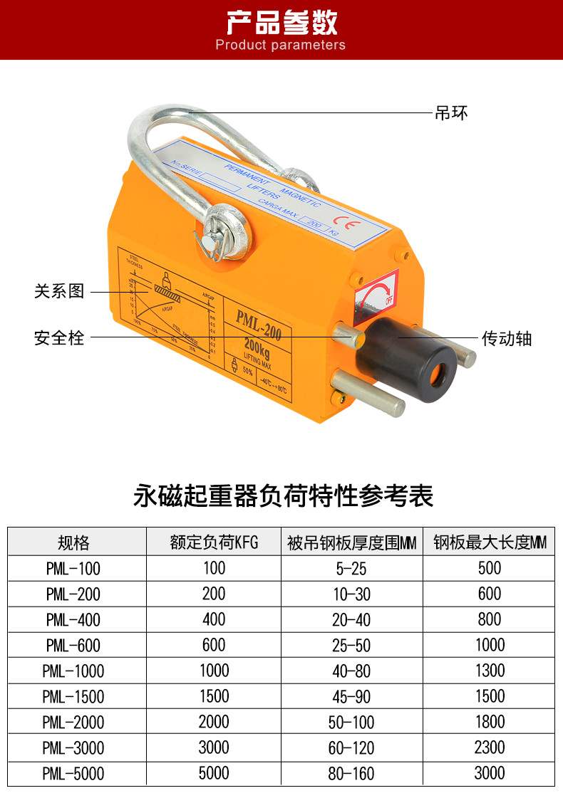 Nâng nam châm vĩnh cửu 1 tấn treo từ tính vĩnh viễn nam châm chuck nam châm nâng điện từ hút cốc - Dụng cụ thủy lực / nâng ròng rọc dây đai