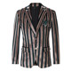 ZOUK men's velvet striped bee casual single suit jacket men's Korean trendy Hong Kong style retro yuppie suit