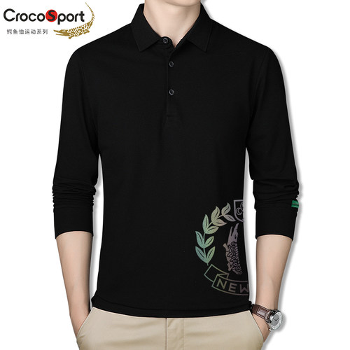 crocosport鳄鱼恤EYX22222 纯棉翻领长袖马球polo衫