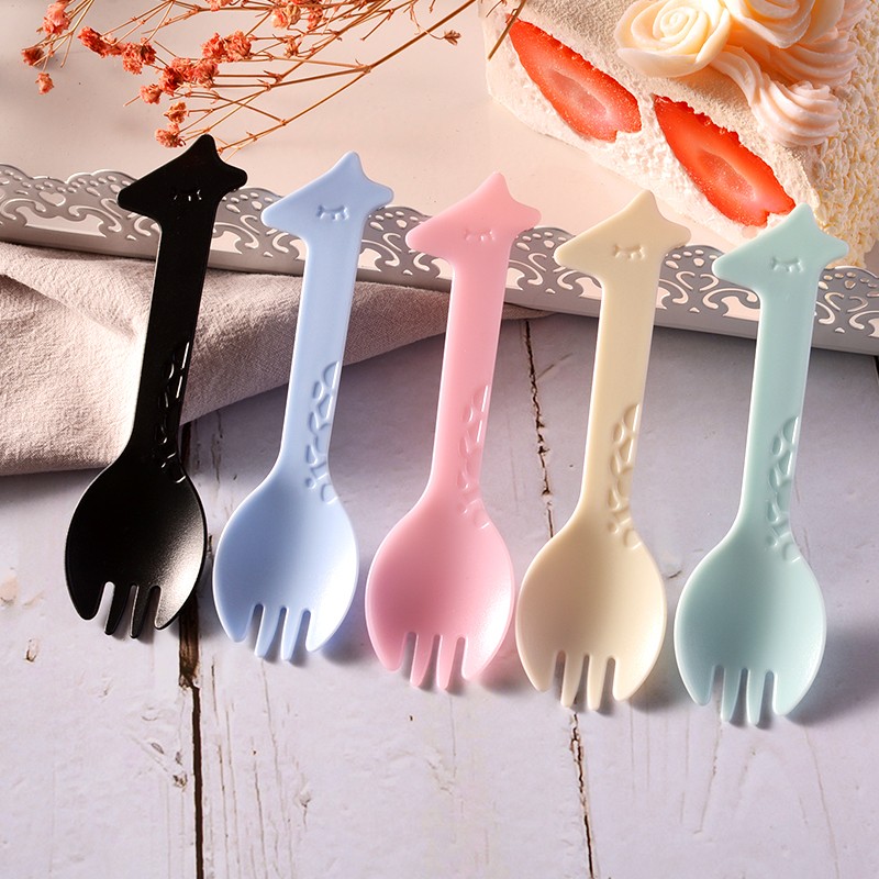 Cake Cutlery Disposable Spoon Fork Spoon Fork Sweet Spoon Ice Cream Spoon Plastic Frosted Thickened Mousfork