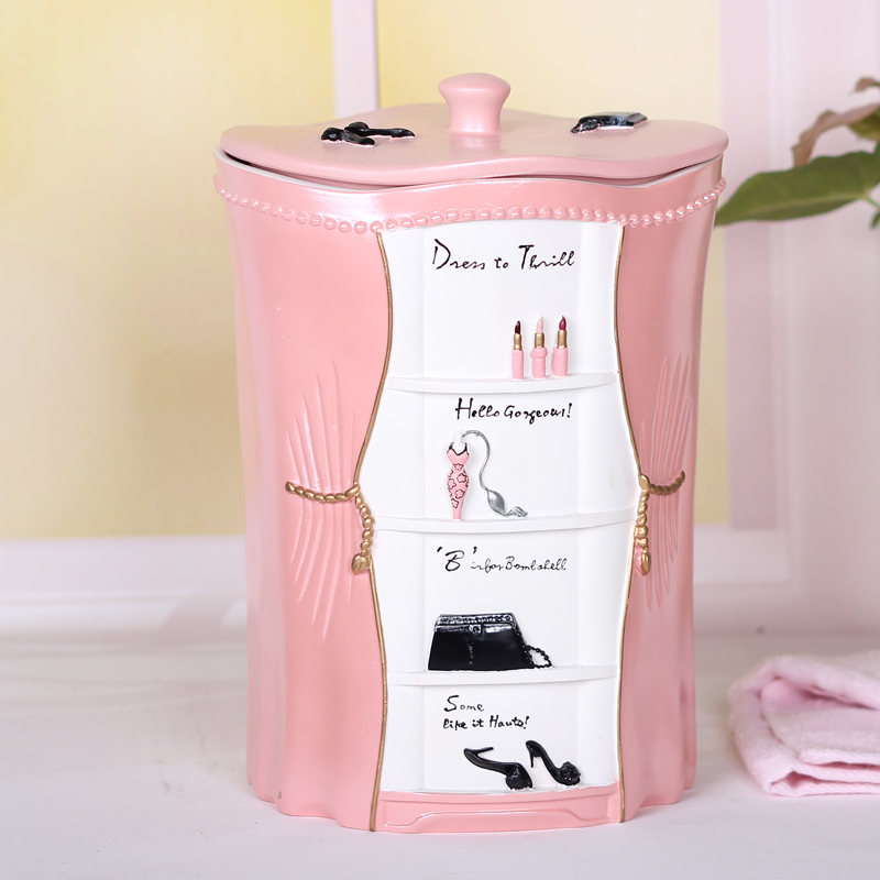 Desktop trash can small cute mini ins pink women's home living room bedroom with lid creative storage box