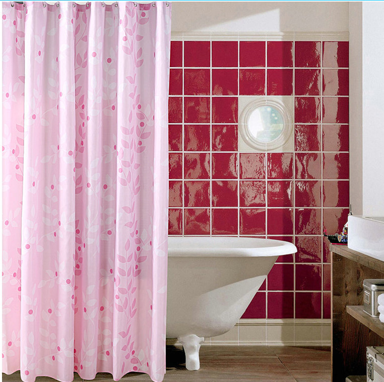 Bathroom shower curtain waterproof mildew pink powder room partition curtain Polyester fiber thickened hanging curtain Jane European arc free hole