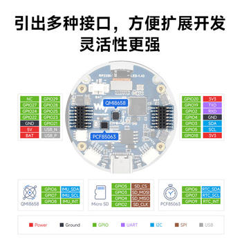 Weixue Rp2350 Microcontroller Development Board 1.43inch Amoled Capacitive Touch Screen Hmi/Lvgl Development