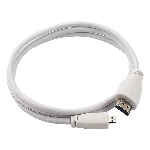 Official Original Raspberry Pi 4B Micro HDMI to HDMI Cable Supports 4K High-Definition Video Cable 1m White