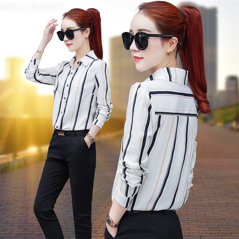 Vertical snow - spinning shirts woman long sleeves 2023 new loose Han - tai bao - yang shirt