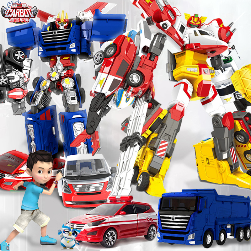 Coffee treasure car god four-in-one rescue giant reloading Giant five-in-one deformation robot Car toy full set of cards