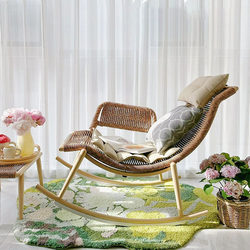 Outdoor Rattan Chair Rocking Chair Recliner Adult Sleep Lazy Chair Rattan Rocking Chair Balcony For Home Casual Backrest Chair