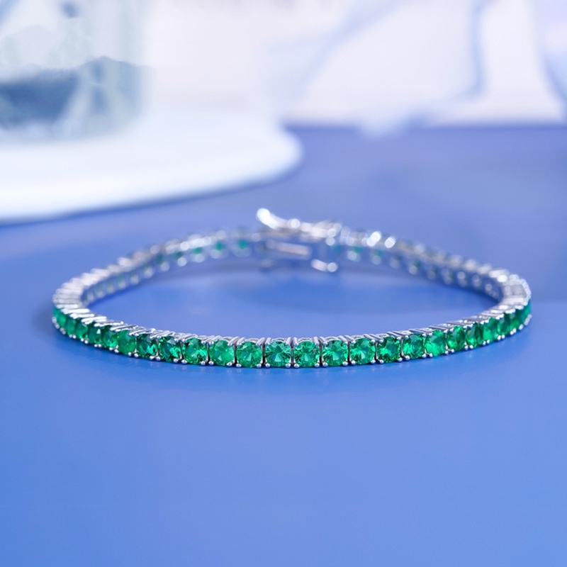 S925 Silver Gold-Plated Zambian Emerald Tennis Bracelet, Green Gemstone, Cultivated Colored Gemstone, Color Changeable, Replaceable Invisible Clasp S925 Silver Gold-Plated Zambian Emerald Tennis Bracelet, Green Gemstone, Cultivated Colored Gemstone, Color Changeable, Replaceable Invisible Clasp