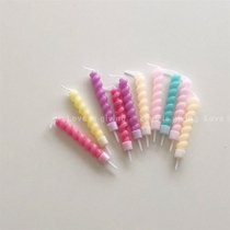 Korea ins Wind loveisgiving spiral irregular twisted candle macaroon color birthday candle