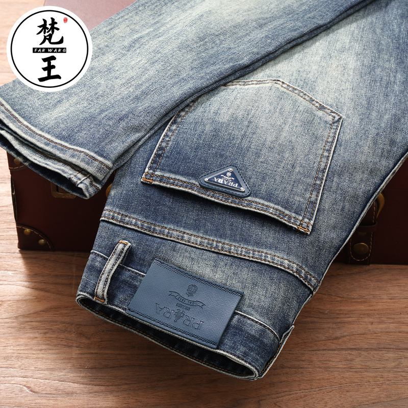 Fanzhuang 2026 High-End Men's Jeans, Men's Spring and Autumn New Vintage Trendy Slim Straight Stretch Long Pants Fanzhuang 2026 High-End Men's Jeans, Men's Spring and Autumn New Vintage Trendy Slim Straight Stretch Long Pants