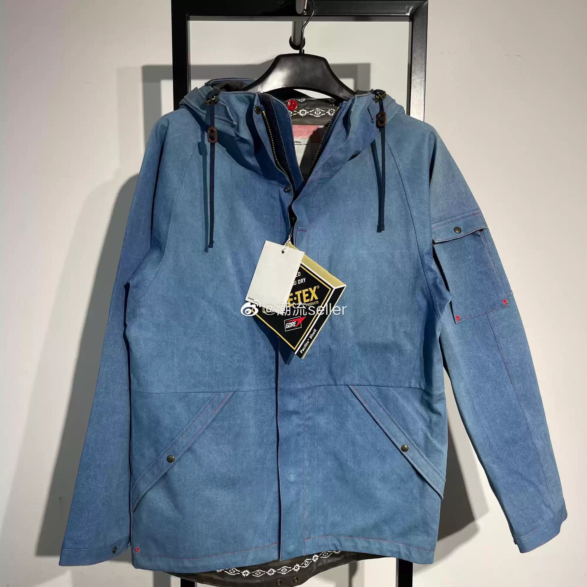 Visvim 限量款Nomad 3L Gore-Tex JKT 藍染牛仔表面連帽夾克