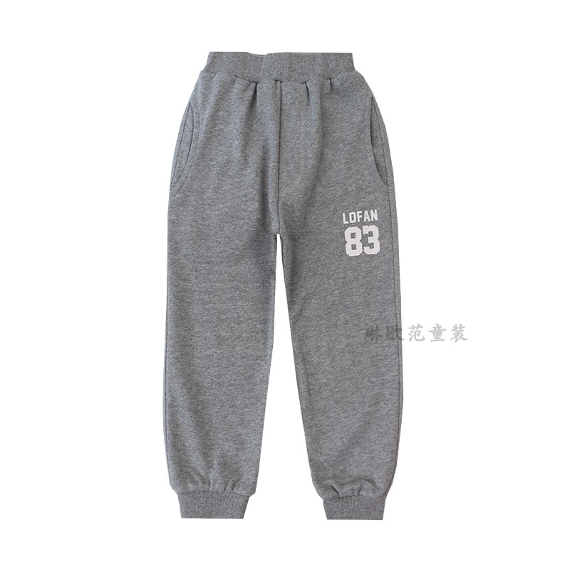 sweatpants Qingcang Xuân Thu trai bông 2-9 vừa và trẻ em lớn thể thao quần 3 bé mùa xuân và mùa thu quần.