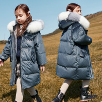 next inss girls down jacket 2020 new Korean version of the foreign style childrens medium-long thickened big hair collar jacket
