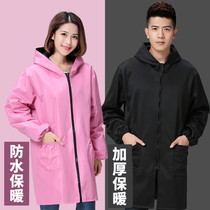 Overcoat women work waterproof velvet Adults wear anti-dirty coats overalls thickened in winter Long models extended models