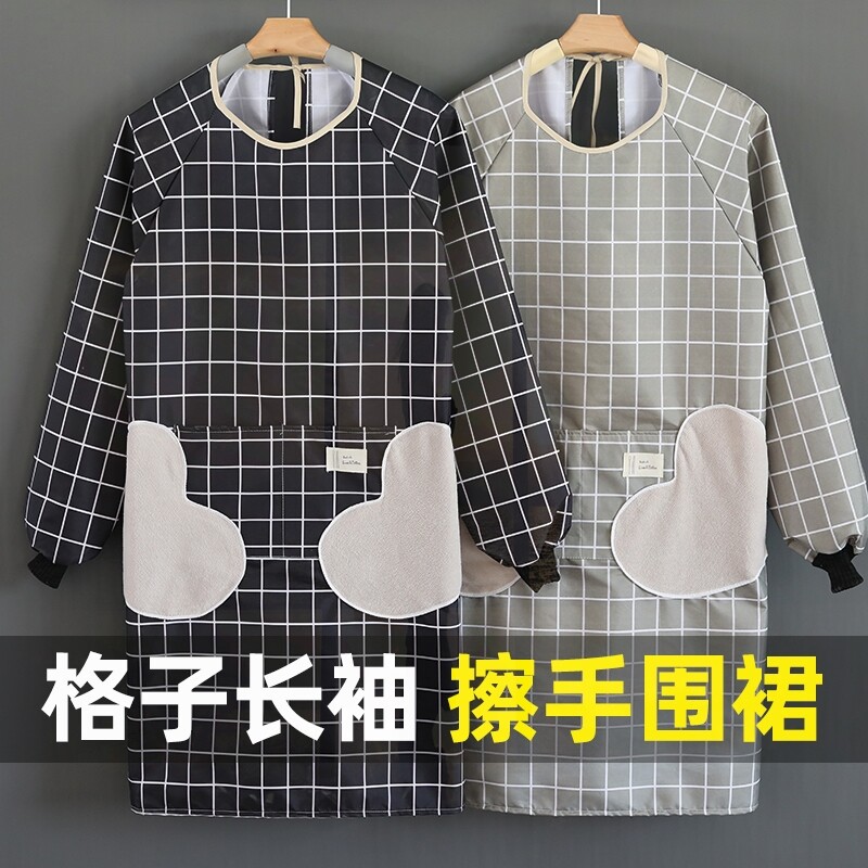 Cooking Hood Coat Long Sleeve Anti-Smoke Shield Apron with sleeves Kitchen Workwear Ladies waterproof and greaseproof
