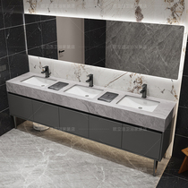 Customized public bathroom double basin marble floor-to-ceiling bathroom cabinet combination toilet washbasin washstand washbasin