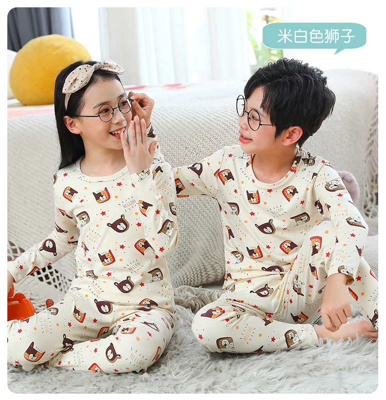 Suede cotton children's underwear sets for men and women children's autumn clothes sanitary pants pure cotton CUHK children's baby autumn and winter warm pyjamas