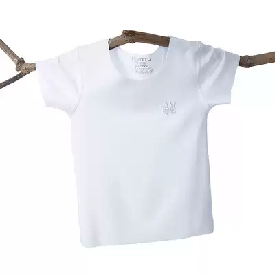 Children's Modai cotton short T-shirt boys and girls baby half-sleeved seamless base shirt medium and large black white coat