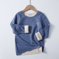 2021 new single piece children warm clothes male and female childrens autumn winter pure color thickened autumn clothes CUHK childrens thin velvet blouses