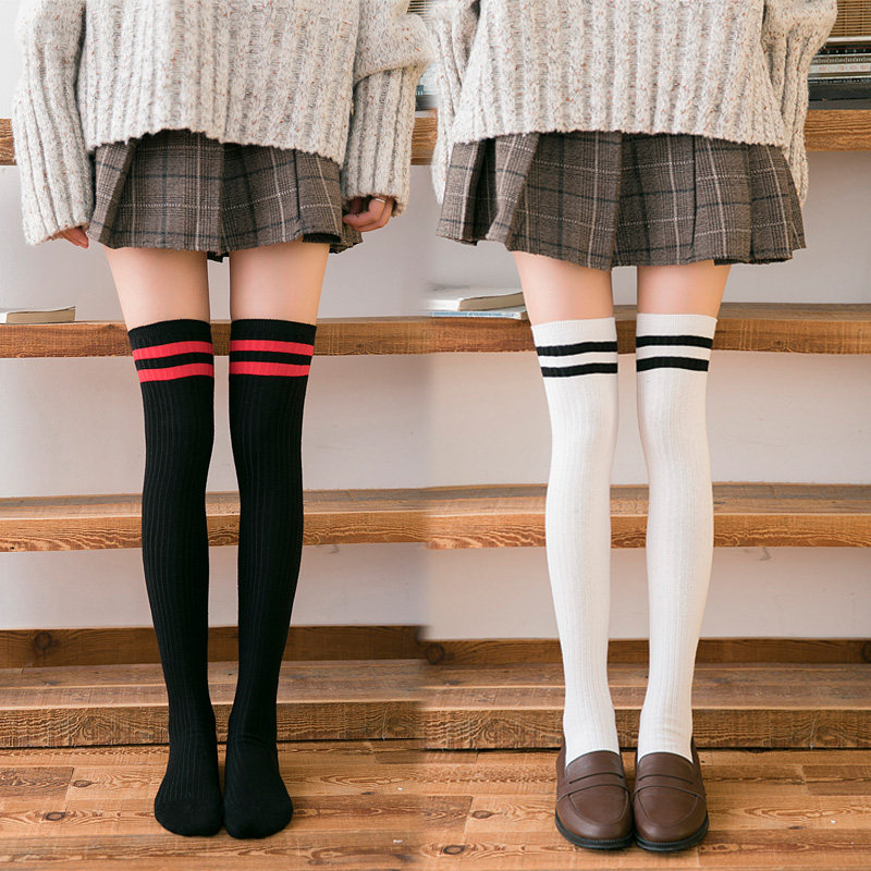 Stockings women's Korean college style long legs high stockings Korean version of the thigh half-cut tide autumn and winter Japanese style over-the-knee socks