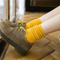 Pile of socks womens autumn and winter Korean pure cotton mid-length stockings vertical strip pair black and white all-match Japanese trendy socks