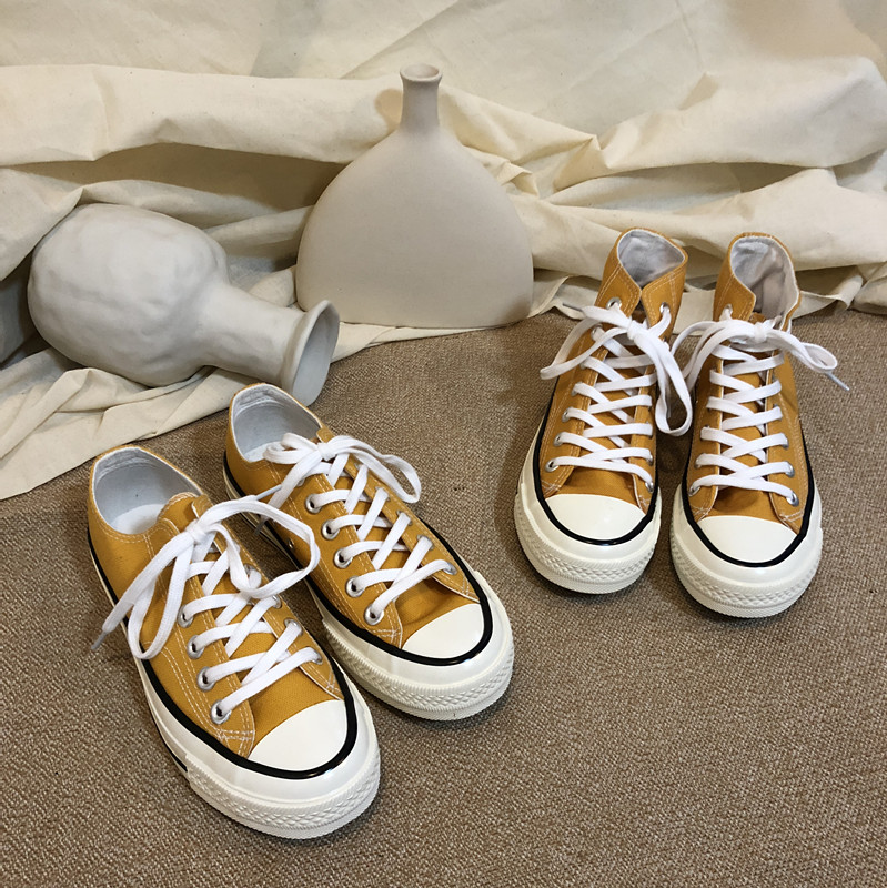 Xu Liuman 2018 xuân mới giày vải ulzzang màu vàng gừng phiên bản Hàn Quốc của nữ sinh viên hoang dã sang trọng chụp hình đường phố giày thể thao