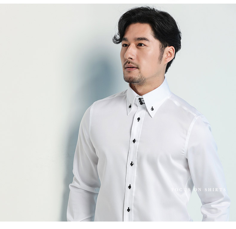日本 深海 DeepOcean 100%新疆长绒棉 男修身免烫长袖衬衫 图2