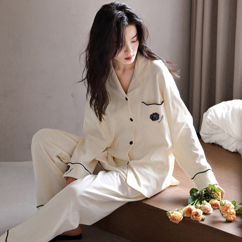 Yu Zhaolin Women's Pajamas 2026 Autumn Spring Pure Cotton Ladies' Long-Sleeve Elegant Simple Loungewear Set Autumn Winter Yu Zhaolin Women's Pajamas 2026 Autumn Spring Pure Cotton Ladies' Long-Sleeve Elegant Simple Loungewear Set Autumn Winter