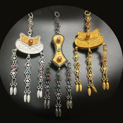 Tibet Tibetan retro white copper women's pendant accessories auspicious lock Tibetan wedding Tibetan robe Tibetan clothing waist chain