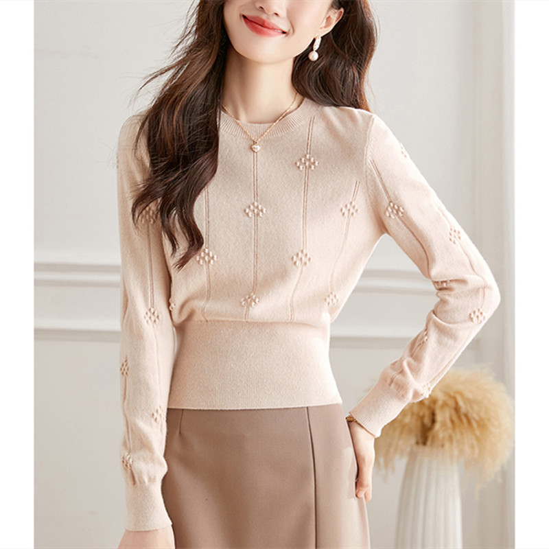 Authentic Gejia New Model 2025 Spring and Autumn High-Waisted Short Sweater for Petite Women, Knitted Base Layer Top