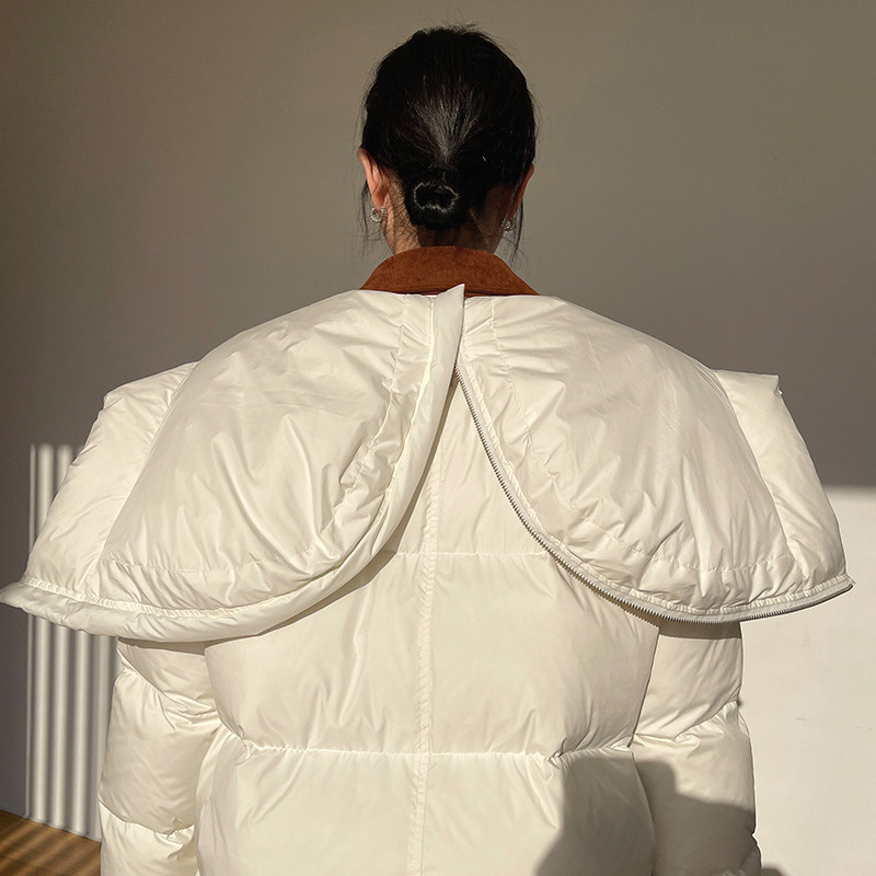 Choi Aunt Customised Clouds Cotton Candy 90 White Duck Suede Thickened With Long Version Loose Bread in the Hat Down Jacket