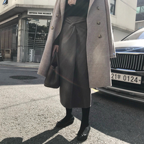  Aunt Cuis custom temperament design sense straight tube heart machine narrow skirt Mid-length over-the-knee skirt spring and summer womens clothing