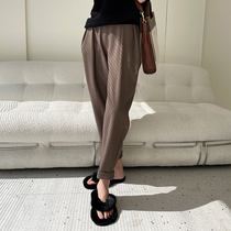 Cui Aunt Customized Paper Bag Pants Design Sensation Small Crowdflower Buds High Waist Display Slim Loose Tapered 90% West Dress Pants Woman