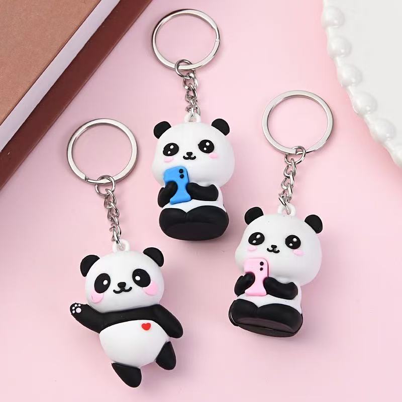 Cute Cartoon Panda Keychain Creative Backpack Pendant Gift Doll Activity Decoration