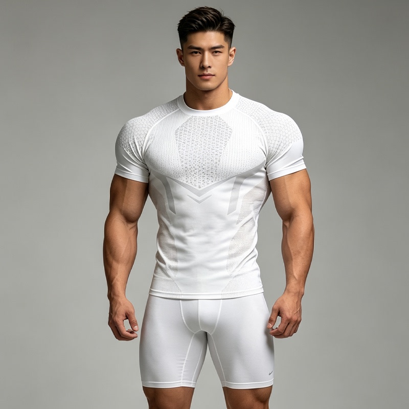 Uagymboy Summer High-Elastic Seamless Quick-Drying Slim-Fit Sports T-Shirt Running Training Fitness Tight Short-Sleeved Men's