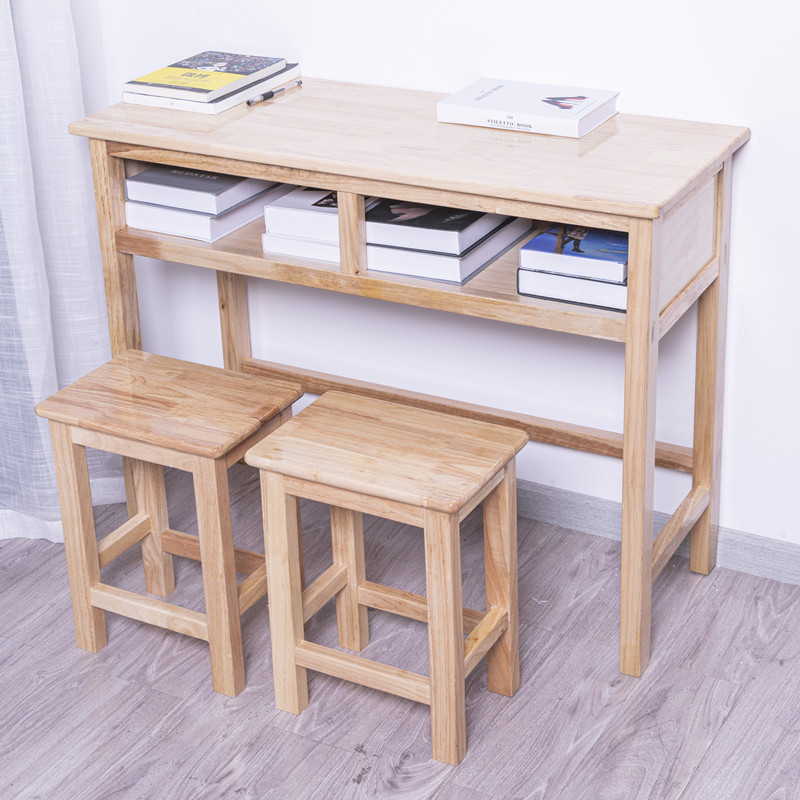 Children primary and middle school students learn solid wood table and chairs double table students desks Home Easy desk Sub-classroom School