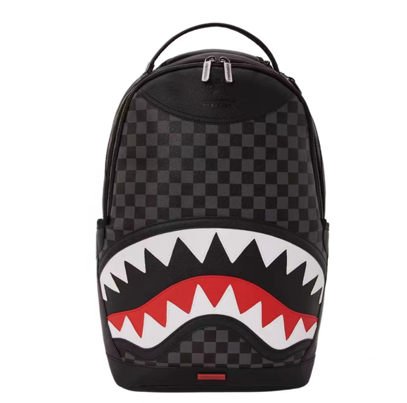 Sprayground Shark Mouth Classic Checkerboard Large Capacity Backpack School Bag Computer Backpack Water-Repellent