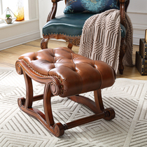 American solid wood footrest stool bedroom bedstool Entrance Changing Shoes home European-style sofa Living room genuine leather tea table stool