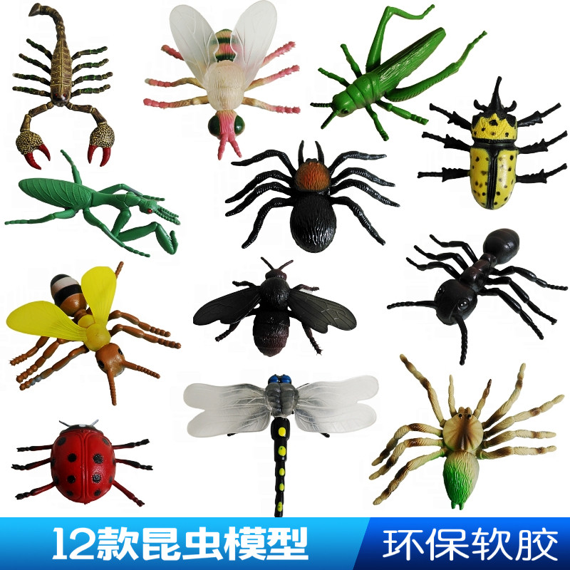 12 large plastic simulation insect animal model toy set Scorpion spider Dragonfly Ant mantis cognition