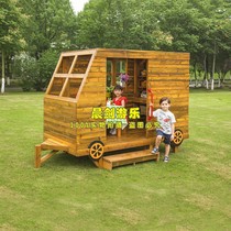 Kindergarten outdoor camping car play house childrens large role play game house antiseptic pine wood