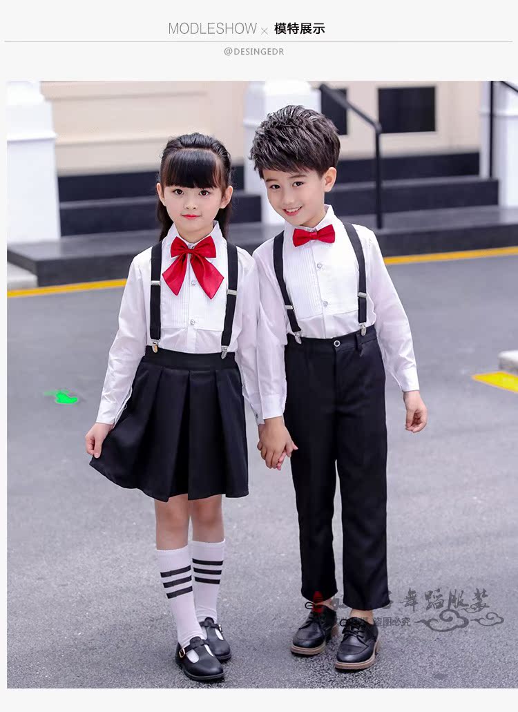 Trang phục trẻ em mẫu giáo tốt nghiệp mặc trình diễn bib trường tiểu học hợp xướng nam và nữ trình diễn trang phục mùa hè trang phục biểu diễn đẹp