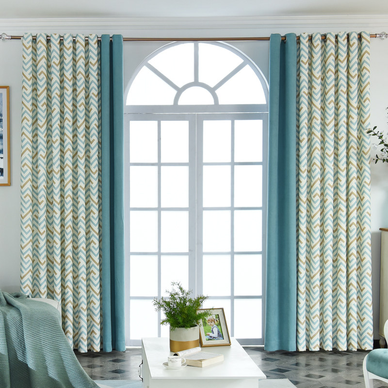 Curtains Nordic shading finished modern minimalist bedroom insulation cotton and linen living room small fresh bay window floor-to-ceiling window stitching