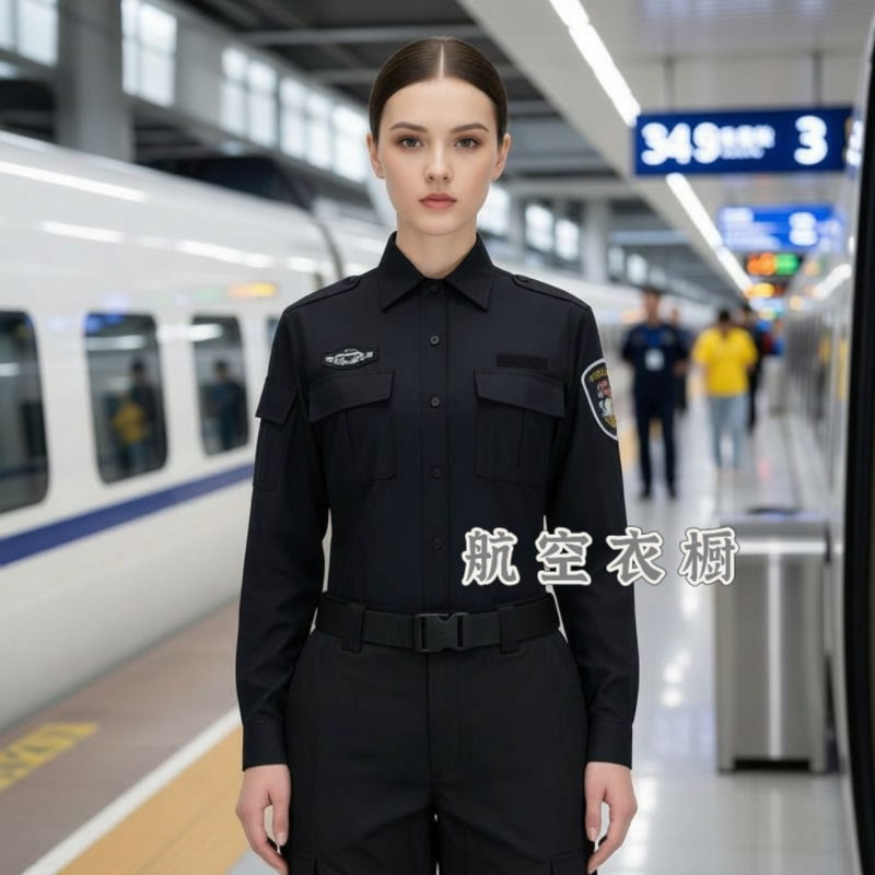 Railway Security Guard Uniforms Autumn and Winter Security Guard Work Clothes Long-Sleeved Shirts Shanghai Railway Staff