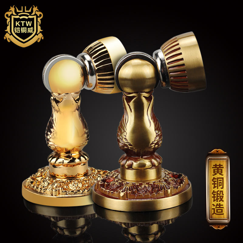 Armored copper Wei European-style pure copper door suction floor mounted wall-mounted full copper door suction strong magnetic ground suction door touch door stop door resistance